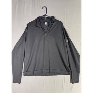 FJ FootJoy Mens Quarter Zip Pullover Golf Shirt Black Performance Size L
